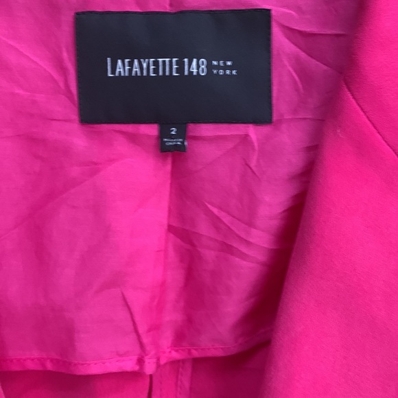 Lafayette 148 Hot 💕 Pink Barbie Silk Soft Long Sleeve One Button Jacket Blazer - Picture 15 of 16